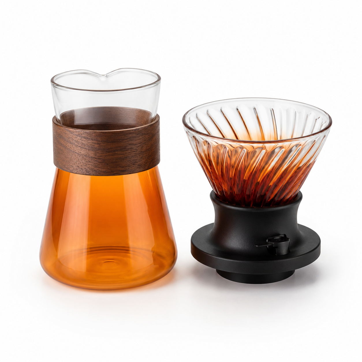 Kit Cafetera V60 Tipo Hario Switch Ambar Naranja con Server 400ml