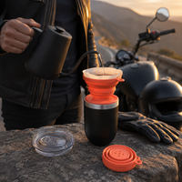 Kit Cafetero Dripper Tipo Kalita Viajero Plegable con Termo Elegante y Cafe Especial Tueste Medio