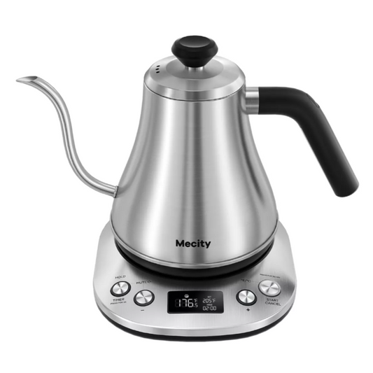 Mecity Hervidor Eléctrico Cuello Cisne Con Pantalla LCD Color Plata