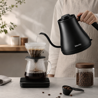Hervidor Electrico Mecity Jarra Cuello de Cisne 0.8 L Negro Mate