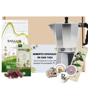 Super Kit Hogar Italiano | Moka 150ml + Café Insignia + Mensaje Personalizado + Chocolatina