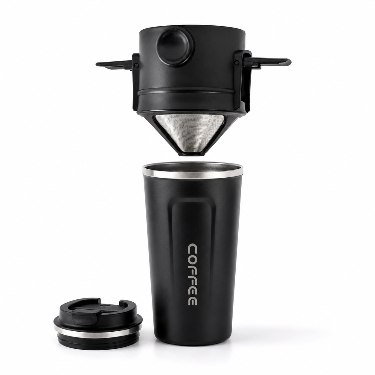 Kit Cafe Viajero con Termo Termico 510 ml y Filtro Reutilizable Portatil Acero V60