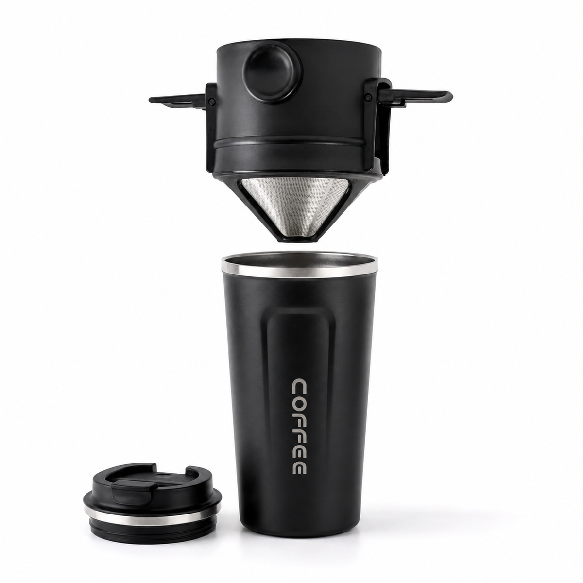 Kit Cafe Viajero con Termo Termico 510 ml y Filtro Reutilizable Portatil Acero V60