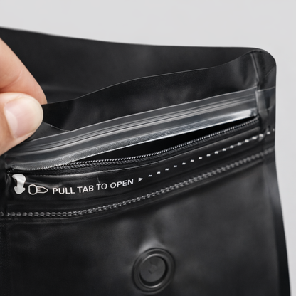 Bolsa Negra Mate 250g para Cafe con Valvula y Cierre Tri Laminada