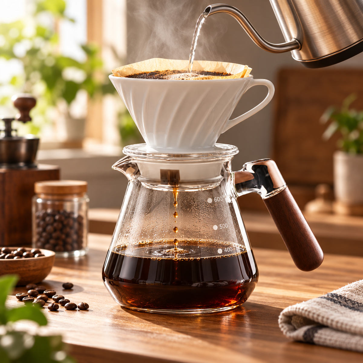 Server Cafe Borosilicato Mango Madera 600 ml