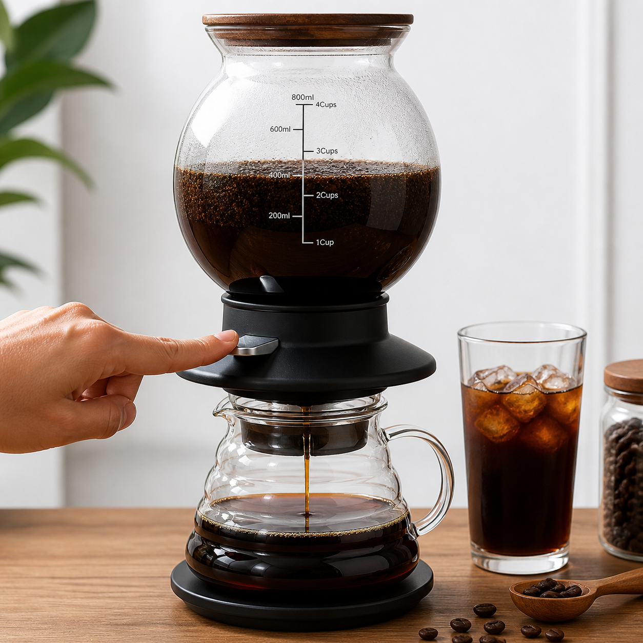 Cafetera Cold Brew y Dripper de Inmersion con Valvula para Cafe y Te