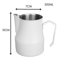 Taza Pitcher Blanca para Espumar Leche – Barismo Profesional 350 ml / 500 ml