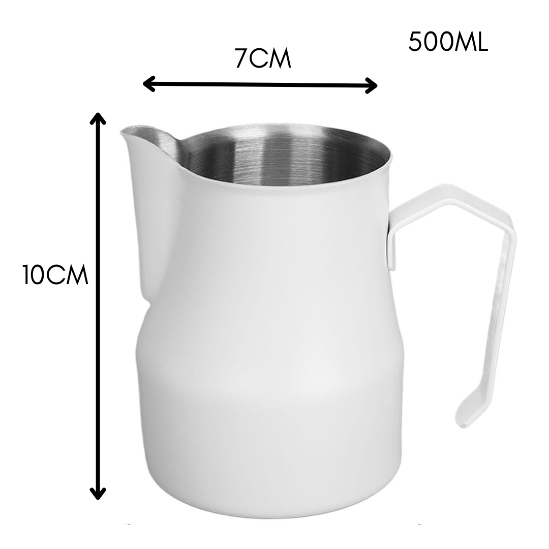 Taza Pitcher Blanca para Espumar Leche – Barismo Profesional 350 ml / 500 ml
