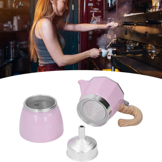Cafetera Moka Rosa Tipo Espresso 6 Tazas 300ml