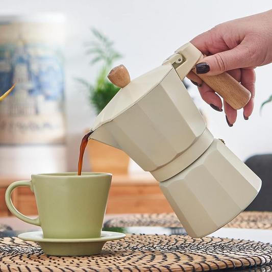 Cafetera Moka Italiana Espresso 3 Tazas Beige