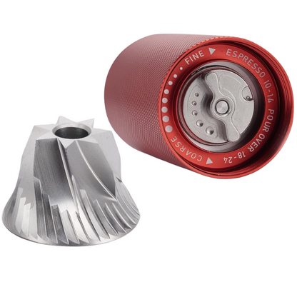Molinillo de Café Pro Rojo Manual Ajustable con Muelas de Acero 35 g