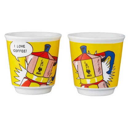 Bialetti Mini Express Lichtenstein Amarilla con 2 Tazas 250ml