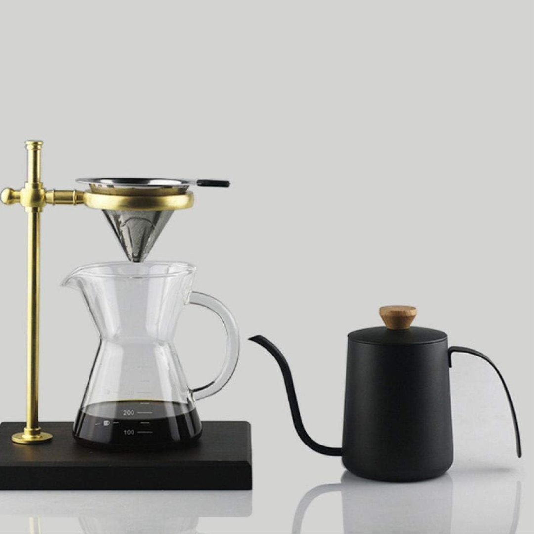 Jarra Calentador Cuello Ganso Negro y Madera 600ML