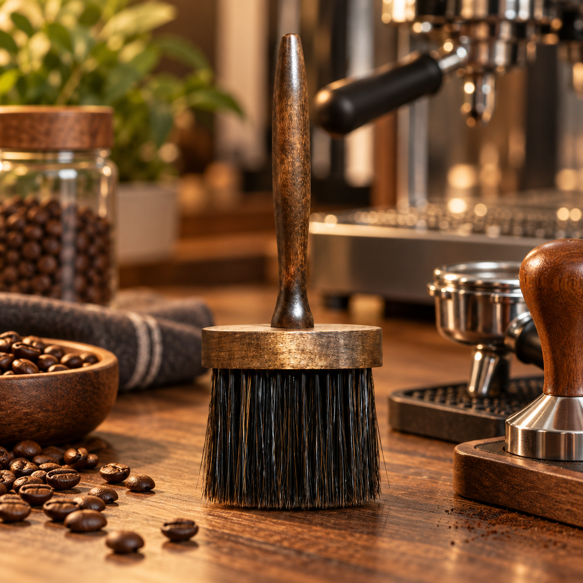 Cepillo Barista de Limpieza en Madera para Molino y Estacion de Cafe