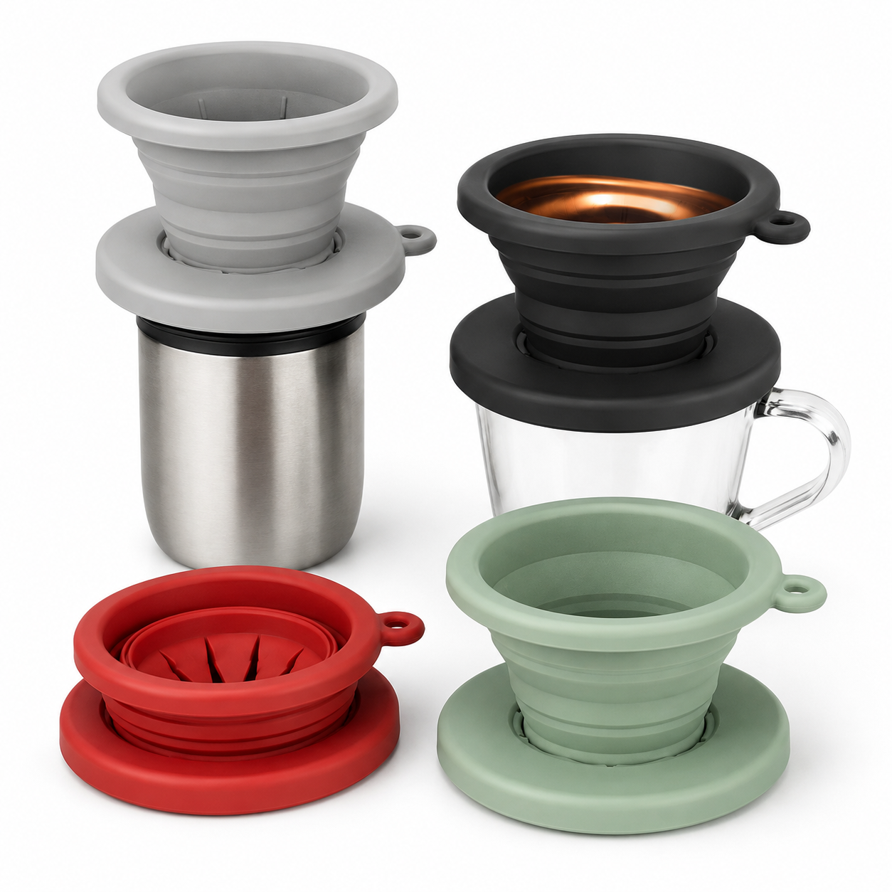 Dripper V60 Plegable de Cafe Tipo Origami Kalita y Timemore B75 para Viaje