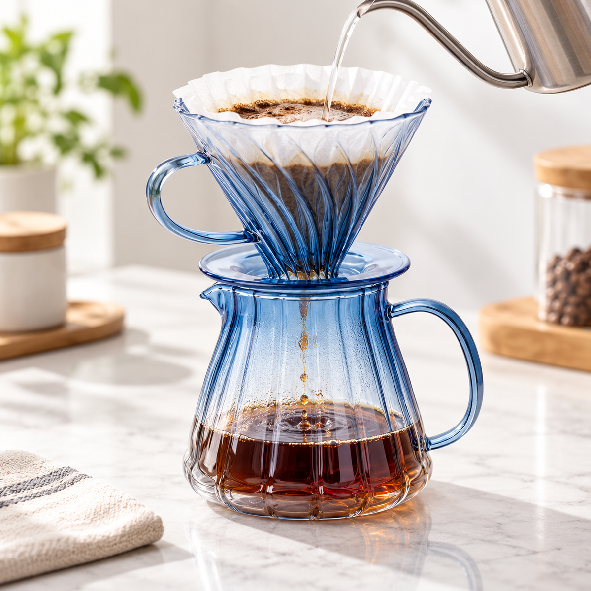 Kit Cafetera V60 + Servidor 02 600ml Azul Degradado