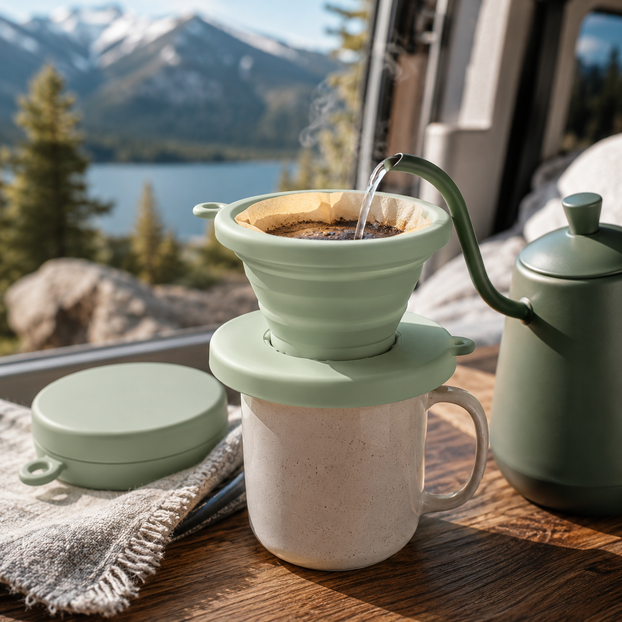 Dripper V60 Plegable de Cafe Tipo Origami Kalita y Timemore B75 para Viaje