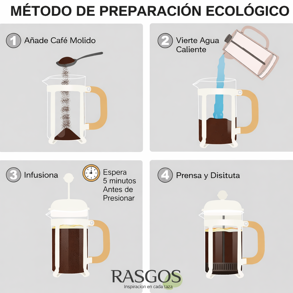 Cafetera Prensa Francesa Vidrio 800ml Filtro Acero Inoxidable