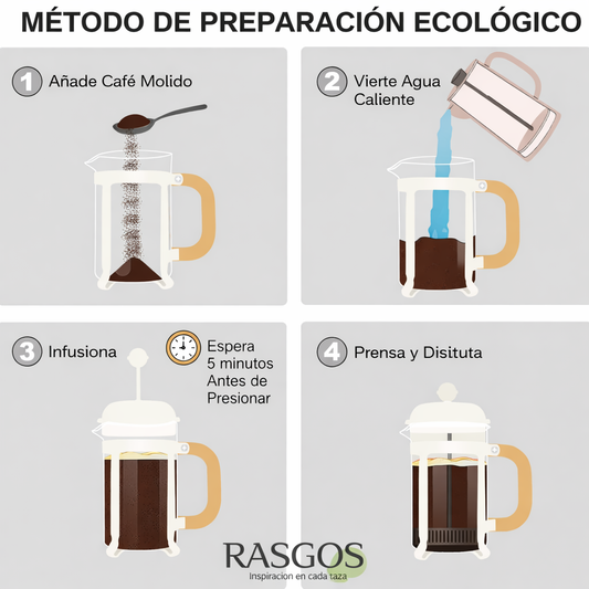 Cafetera Prensa Francesa Vidrio 800ml Filtro Acero Inoxidable