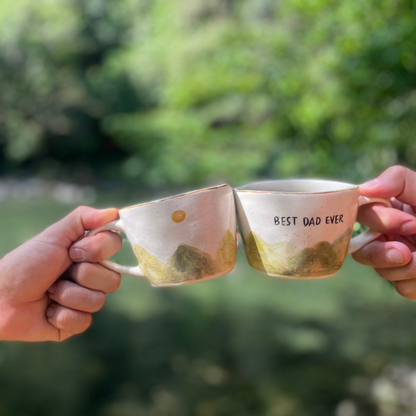 Kit Best Dad Ever Pocillo hecho y pintado a mano + Café Especial