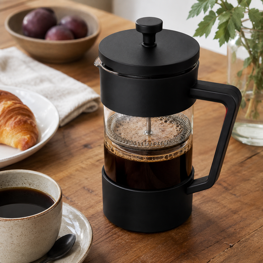 Cafetera Prensa Francesa Negra 600 ml – Cafe de Inmersion con Mas Cuerpo y Aroma