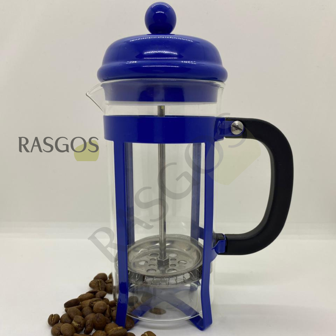 Cafetera Prensa Francesa de Acero Inoxidable 350ml Diseño Azul Moderno