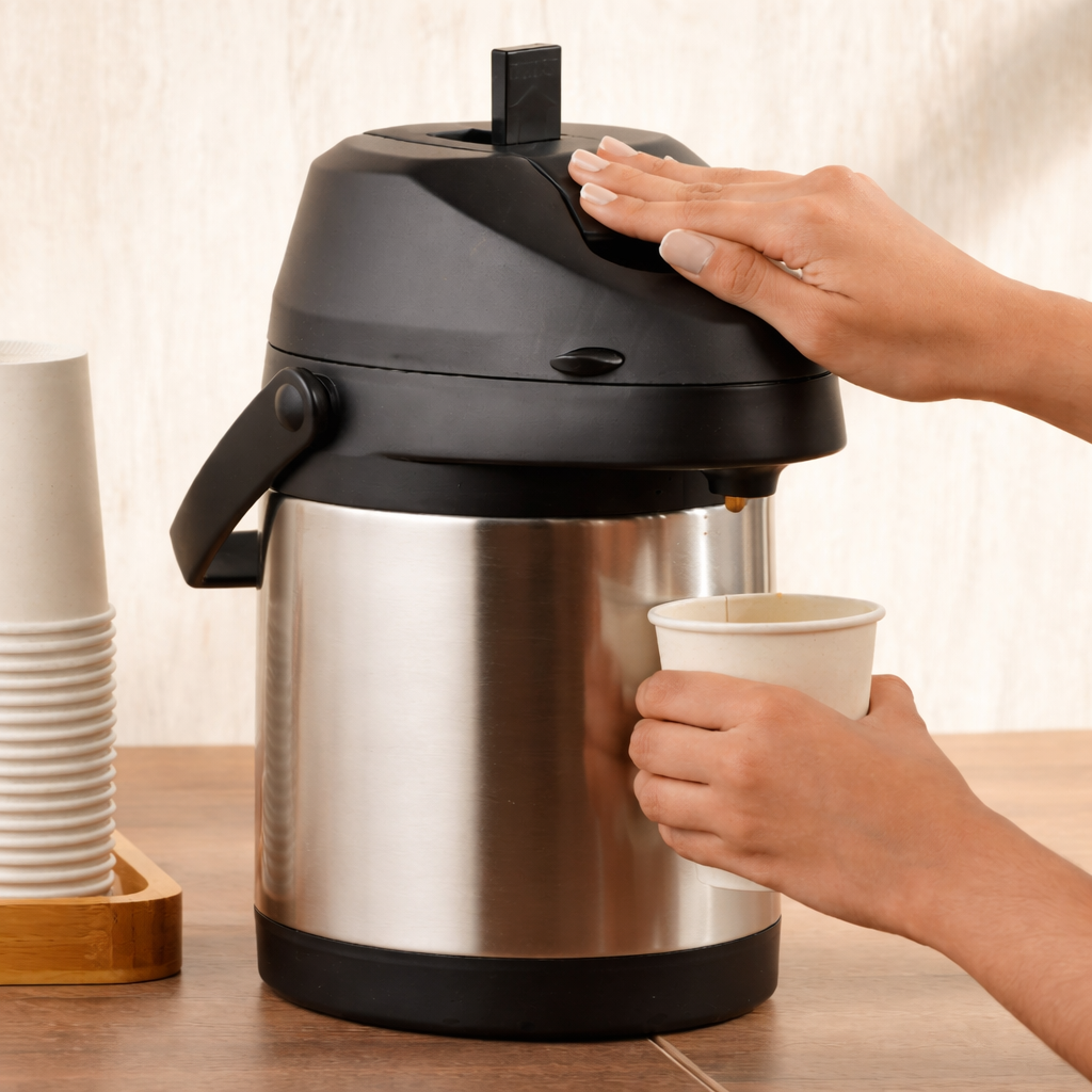 Termo Bomba Multibebidas 2.5L  Ideal para Café, Chocolate y Bebidas Calientes en Eventos