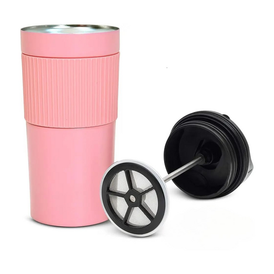 Termo Prensa Portátil para Viajes Rosa 350ml