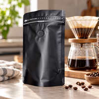 Bolsa Negra para Cafe 125 g con Valvula y Zipper