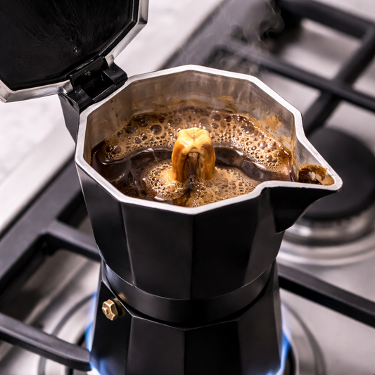 Cafetera Italiana 9 tazas Negra Mango Madera