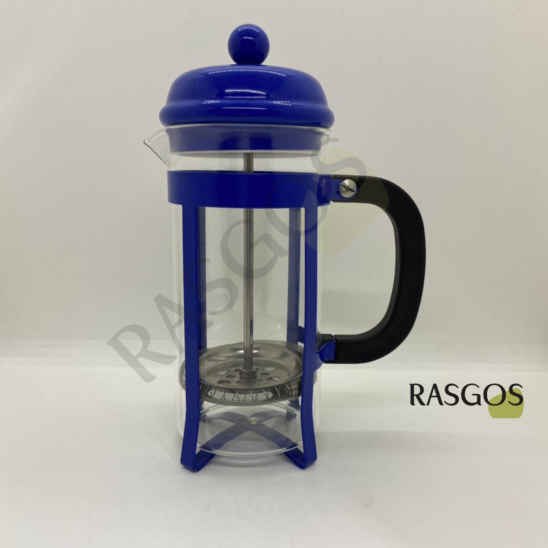 Cafetera Prensa Francesa de Acero Inoxidable 350ml Diseño Azul Moderno