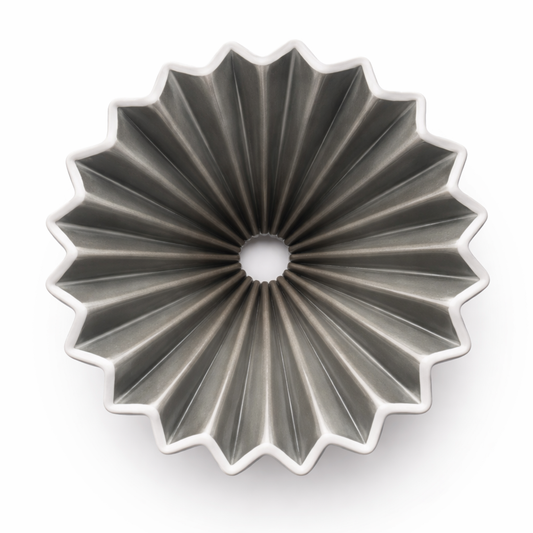 Cafetera Dripper Origami Negro Flower Ceramico 01 con Base de Madera