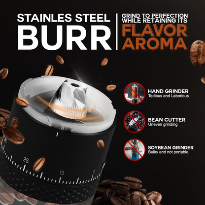 Molino Eléctrico Portátil y Recargable Muelas de Acero de Alta Potencia y 38 Niveles de Ajuste