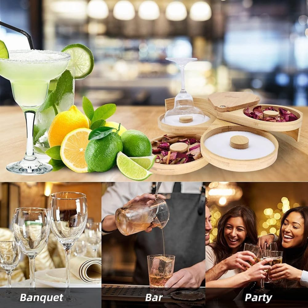 Bordeador de Copas Bambu de 3 Puestos para Bartender