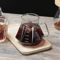 Servidor Transparente Diamantado para Café 600ml Vidrio Borosilicato con Tapa