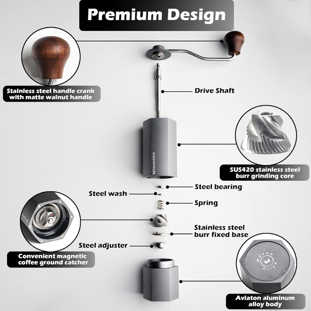 Moledor para Café Gris Ajustable Acero Inoxidable 35gr