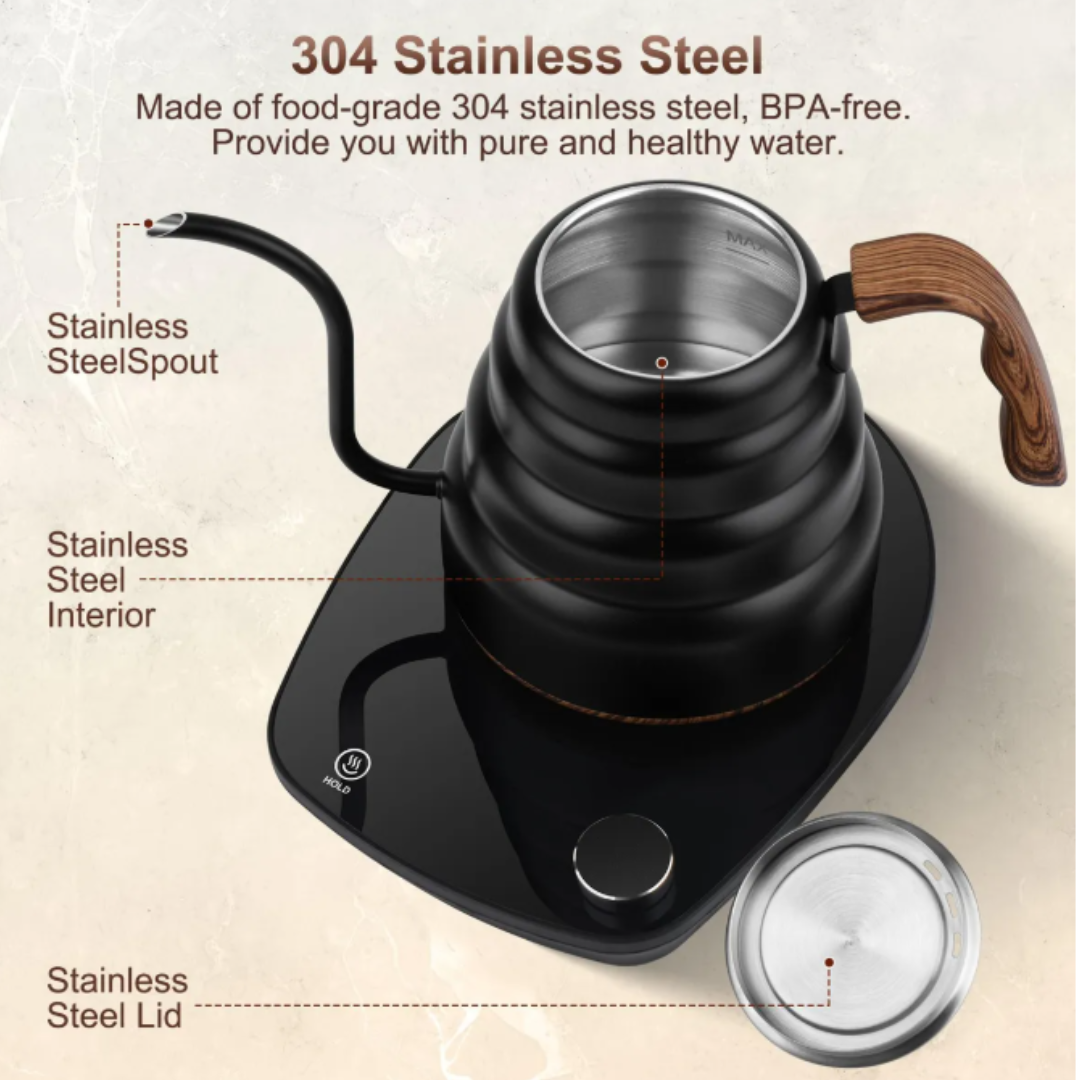 Hervidor Eléctrico Negro Cuello de Cisne 1 L para Barismo