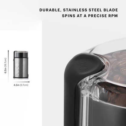 Bodum Molino Eléctrico Bistro Original de Cuchillas Plata Brillante