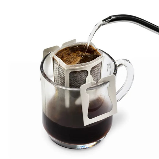 Kit para compartir Café al Instante | 12 sachets Coffe Dripps + 2 Vasos Doble Fondo 240ml + Stickers + Separador de Libros + Mensaje Personalizado