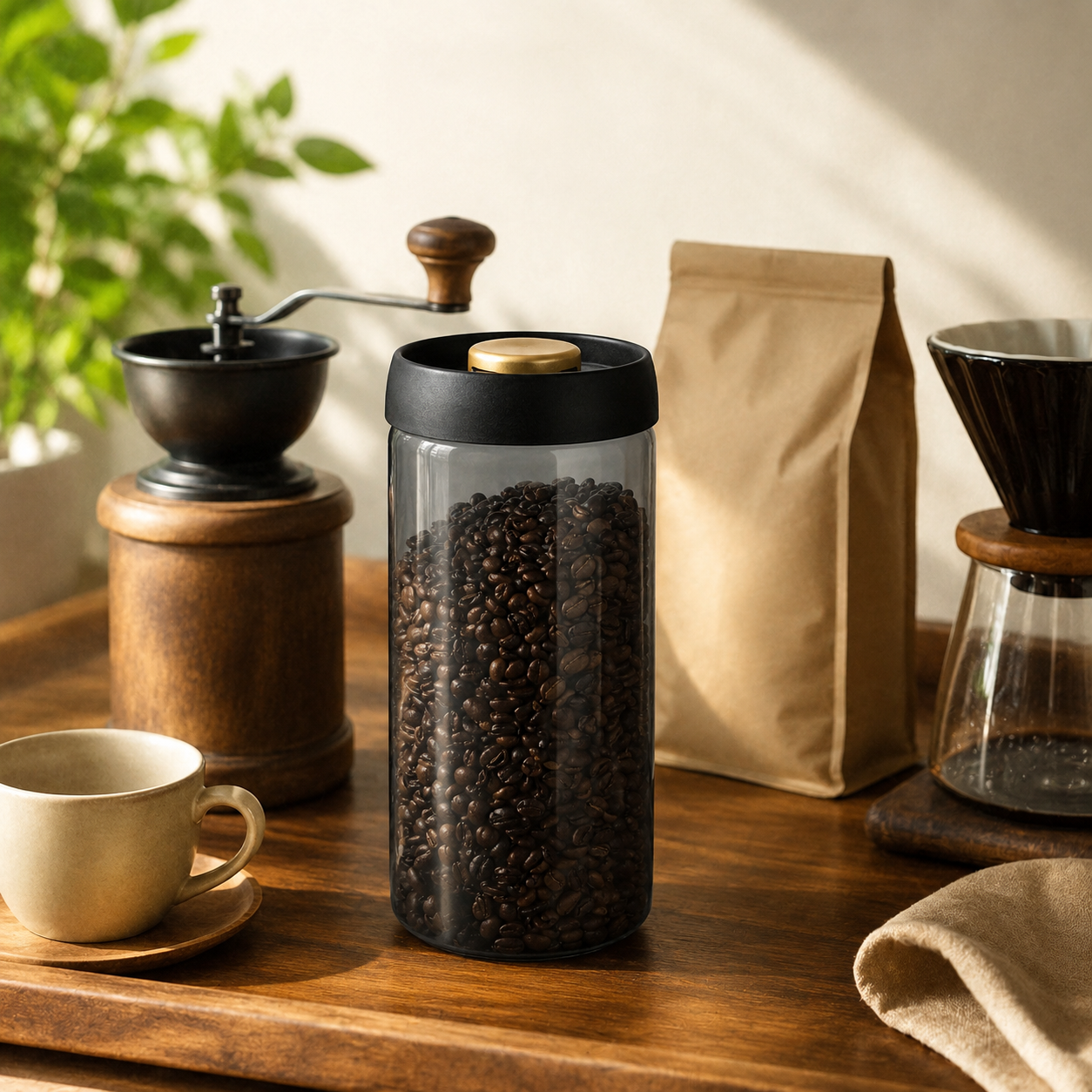 Recipiente Conservador de Cafe en Vidrio 1800 ml Hasta 600 g
