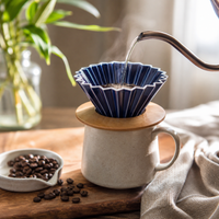 Cafetera Dripper v60 Tipo Origami Para Cafe Filtrado Con Base De Madera