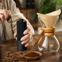 Kit Cafetera Tipo Chemex 600 ml con Molino Manual Profesional Muelas Conicas Acero Inoxidable