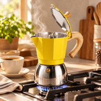 Cafetera Italiana Moka Amarilla 12 Tazas Base Acero Inoxidable