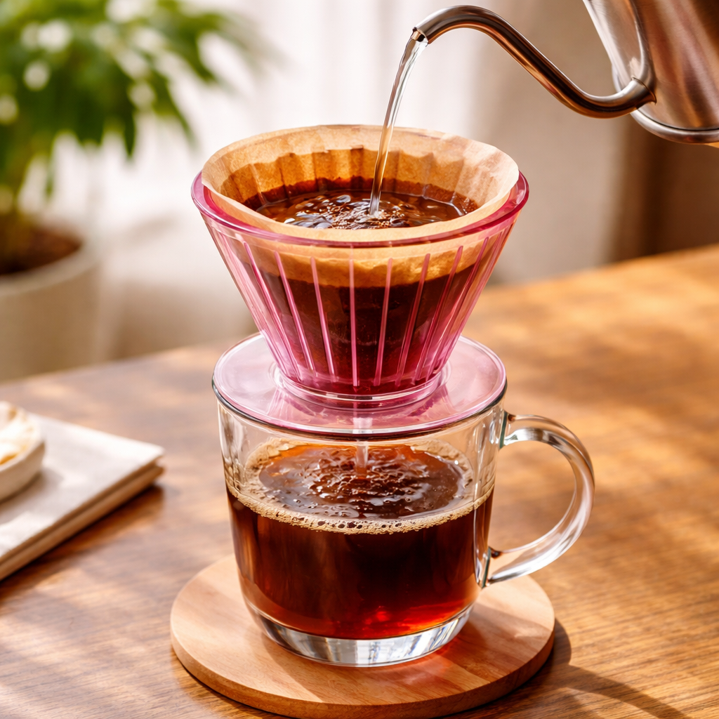 Dripper Café Goteo Tipo TIMEMORE B75 Transparente Rosa