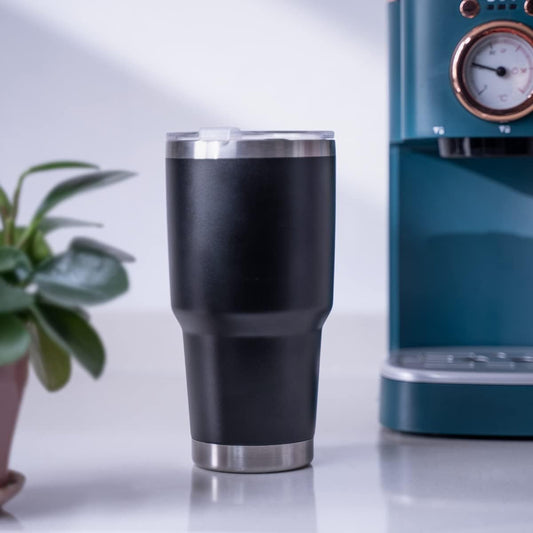 Kit Cafetero Ideal para Viajar | Prensa Francesa 600 ml + Termo/Vaso 900 ml + Molino Negro + Mensaje Personalizable + Stickers + Separador de Libros.