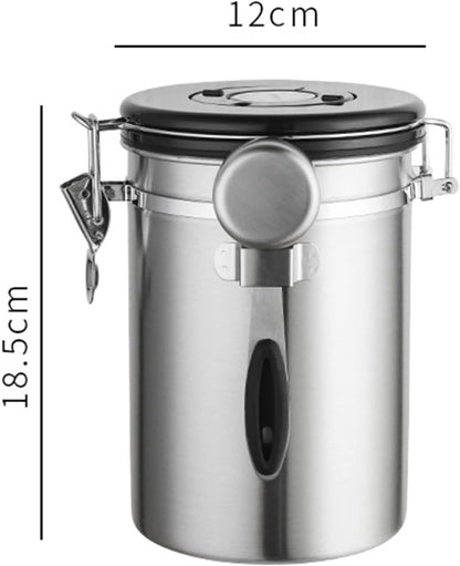 Recipiente para Almacenar Café Color Plata Hermetico y Sin entrada de Luz 900g