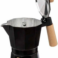 Moka Italiana Negra con Mango en Madera 3 Tazas 150ml