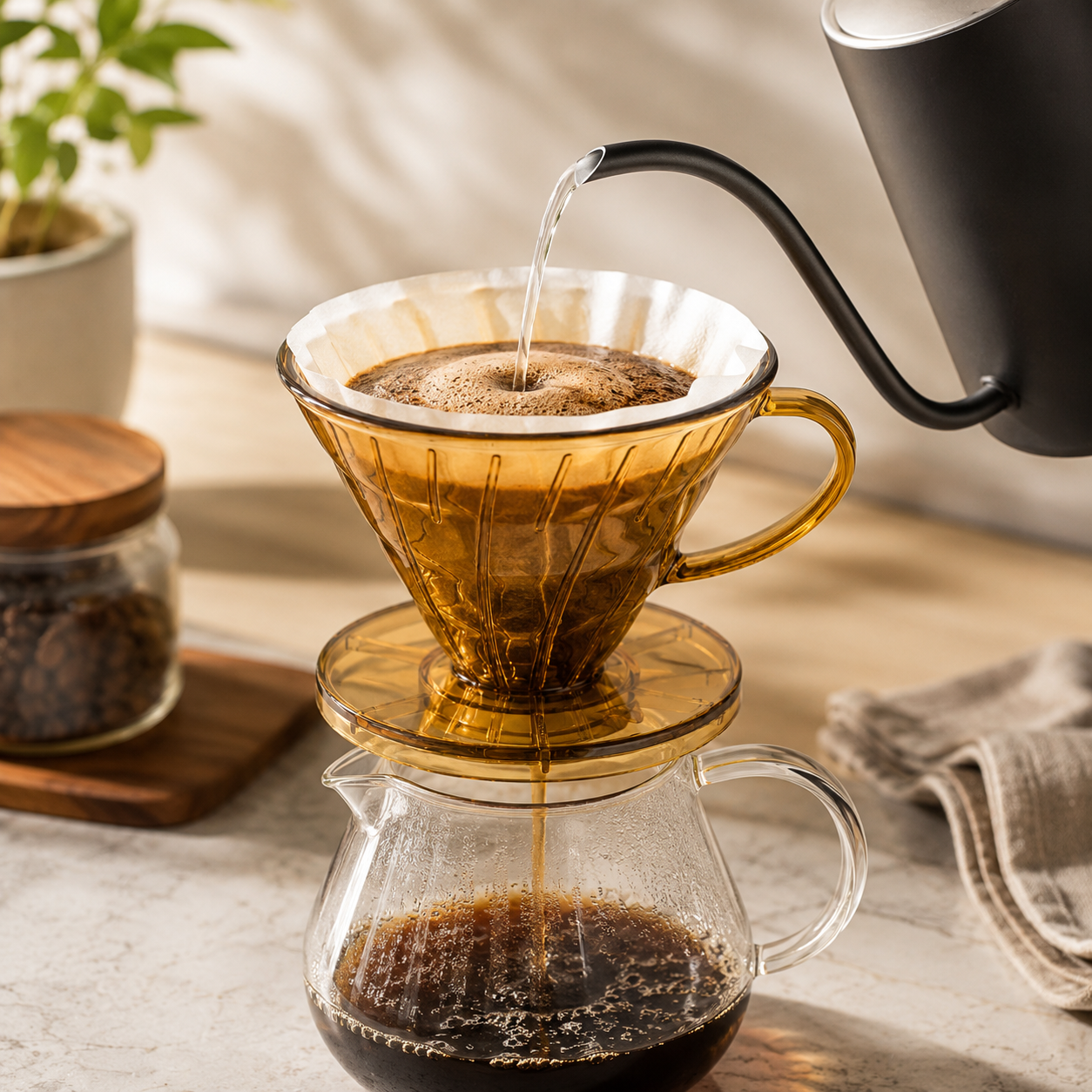 Cafetera Manual Tipo V60 02 Ambar | Cono para Cafe Filtrado