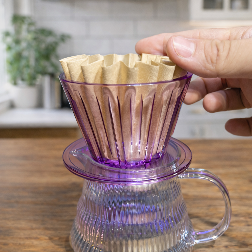 Kit Cafe Metodo B75 Tipo TIMEMORE + Server Tornasol 400ml + Filtros Origami Kalita Wave + Jarra Verter Agua 600ml