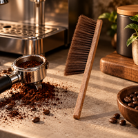 Cepillo Barista de Limpieza con Cerdas Suaves y Mango de Madera